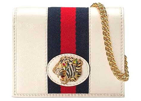 Gucci Rajah Chain Card Case Ivory in Leather with Gold